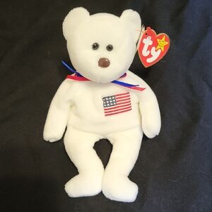 Ty Beanie Baby Libearty with Embroidered American Flag New Condition
